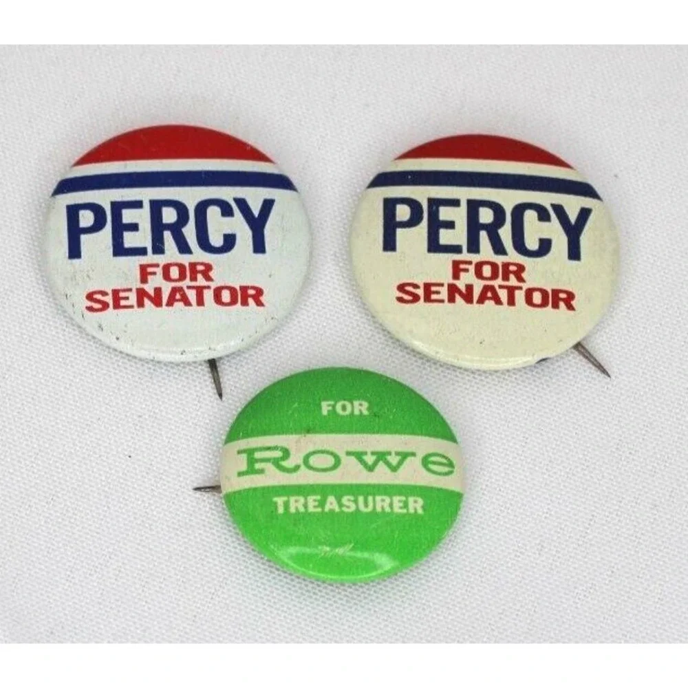 VTG Illinois Political Campaign Pins 1966 Percy (R) Rowe (R) Lot of 3